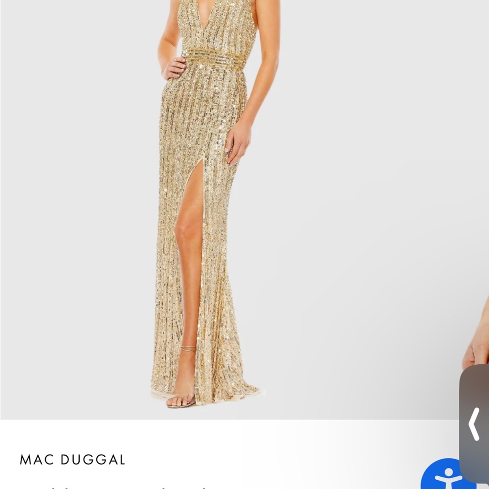 Mac Duggal Sequin Halter Neck Sheath Gown